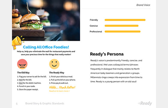 Branding example of page out of a Brand Guide I developed for Ready