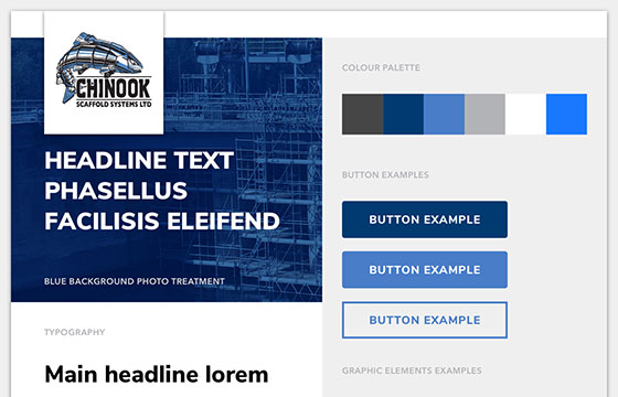 Graphic Design example of Chinook Scaffolding wordpress site style tile